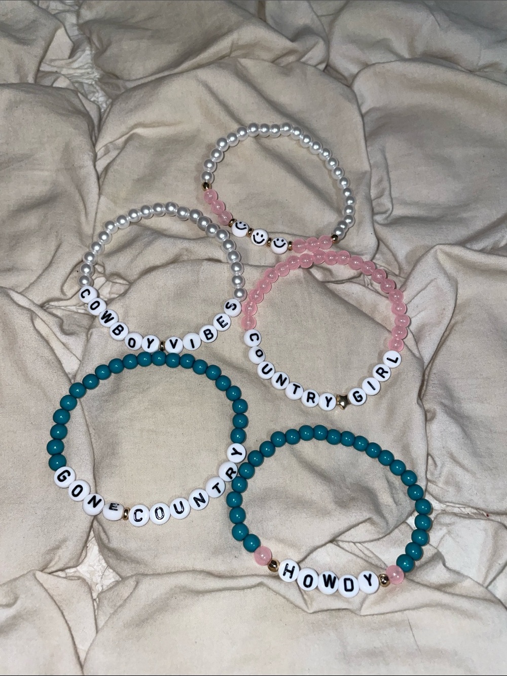 Free People Country Girl Beaded Bracelet Set Cowboy Vibes Western Jewelry